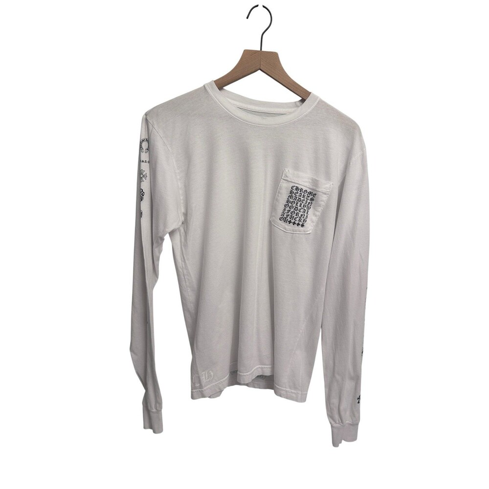 Chrome Hearts Multi Logo long sleeve white  tee Size  Medium Authentic